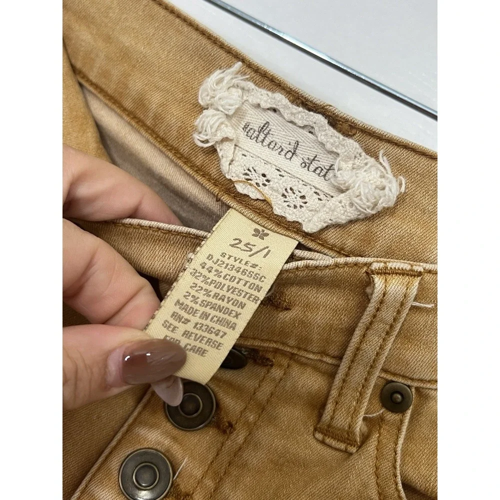 Altar'd State‎ Mustard High Rise Skinny Jeans 25 Button Fly Indie Boho Festival